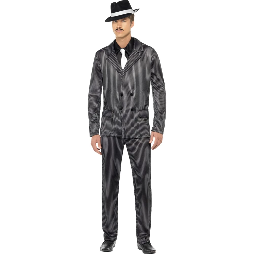 Smiffys Gangster Costume, Black Pinstripe 3 Smiffys Gangster Costume, Black Pinstripe