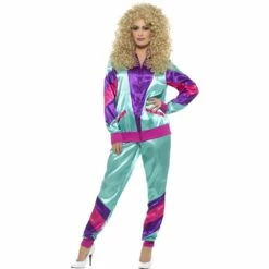Smiffys 80s Height Of Fashion Shell Suit Costume, Purple
