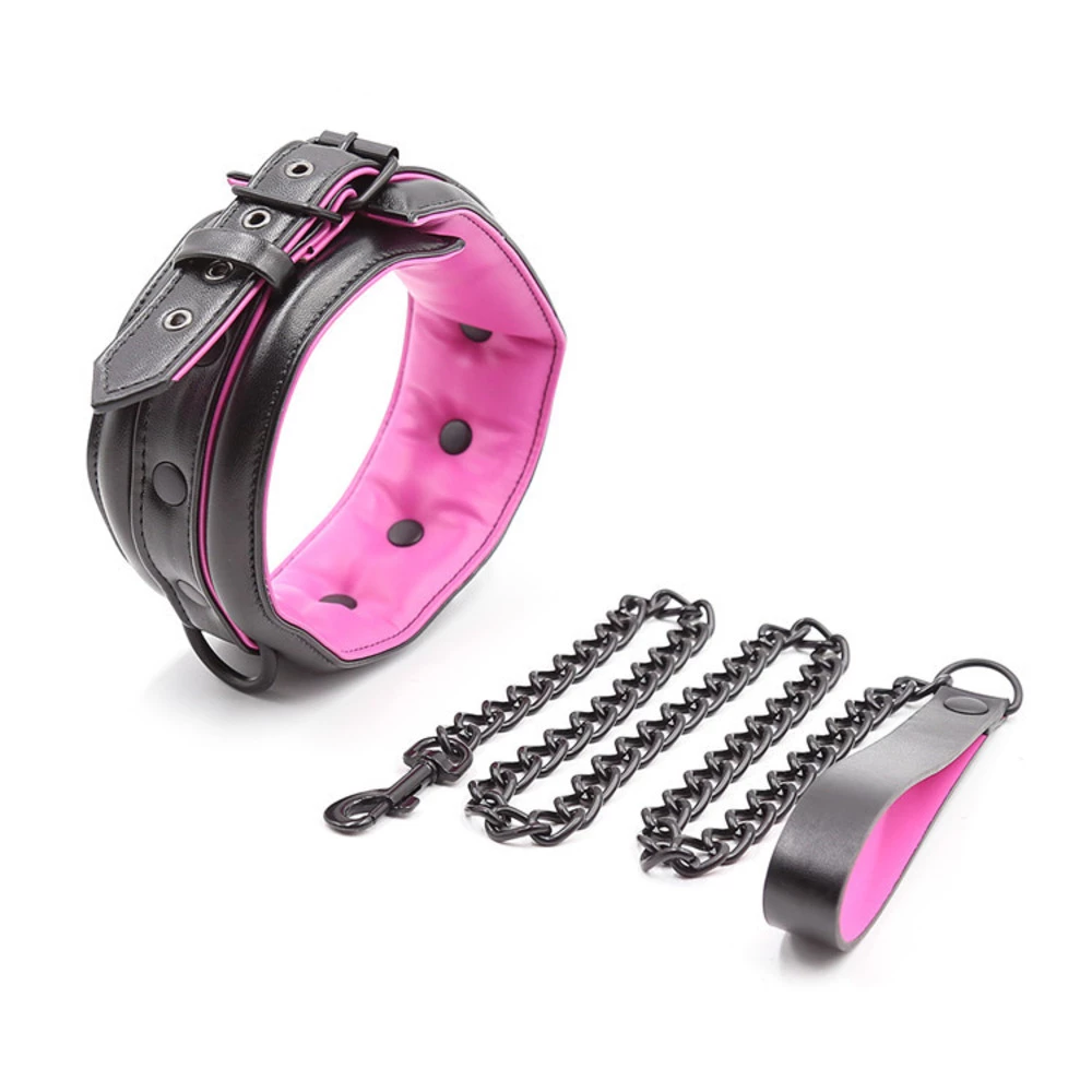 Collar With Lead, Black Pink 3 Collar With Lead, Black Pink