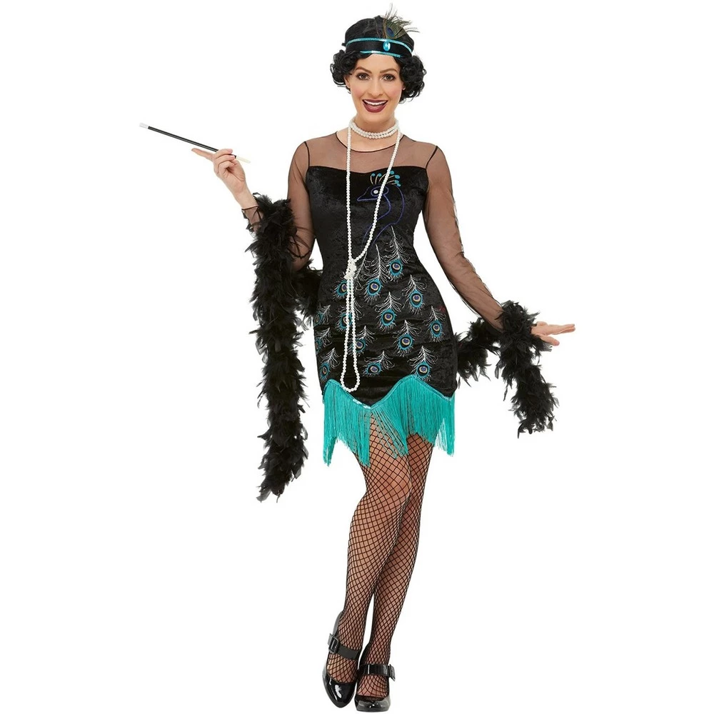 Smiffys 20s Peacock Flapper Costume 3 Smiffys 20s Peacock Flapper Costume