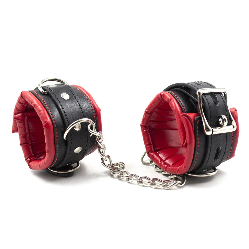 Bondage Handcuffs, Black And Red 7 Bondage Handcuffs, Black And Red - Image 5
