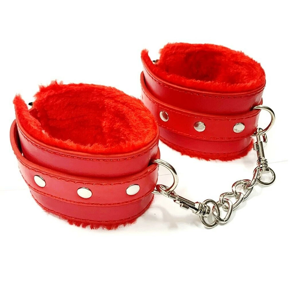 Bondage Handcuffs, Red 3 Bondage Handcuffs, Red