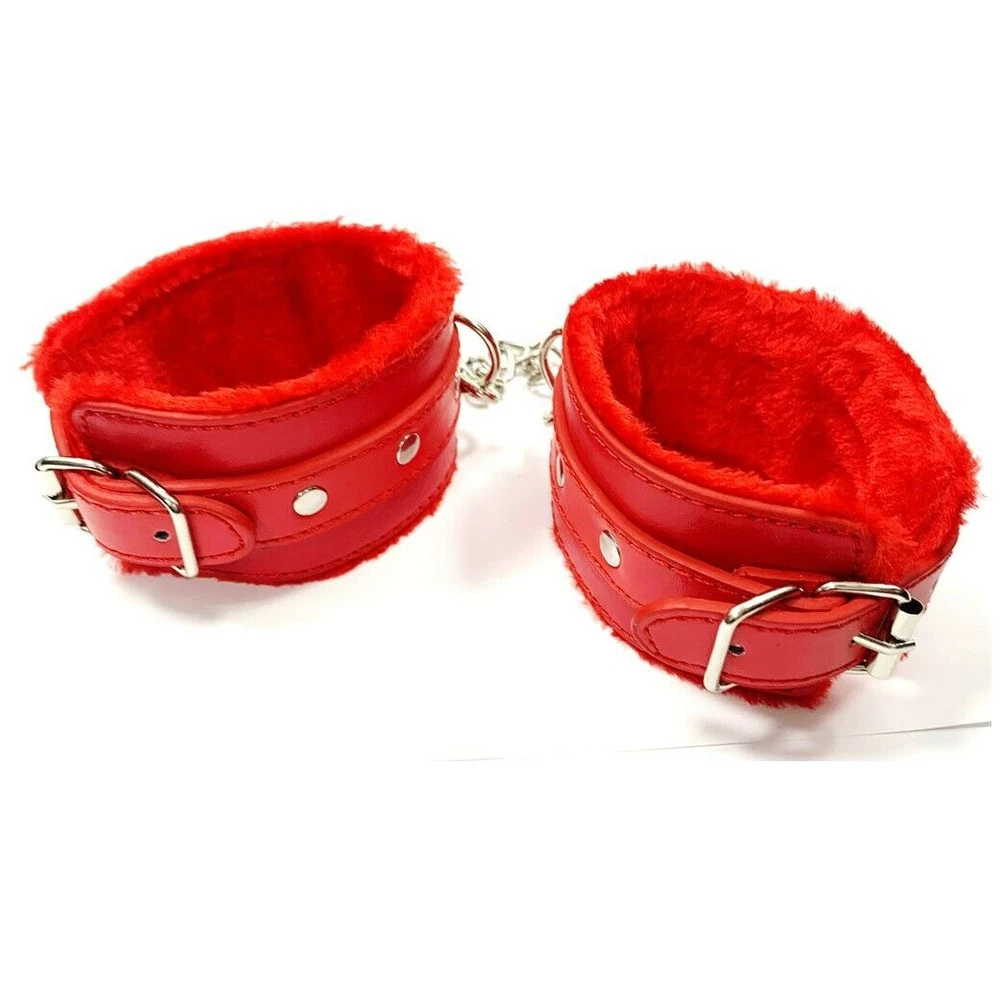 Bondage Handcuffs, Red 4 Bondage Handcuffs, Red - Image 2